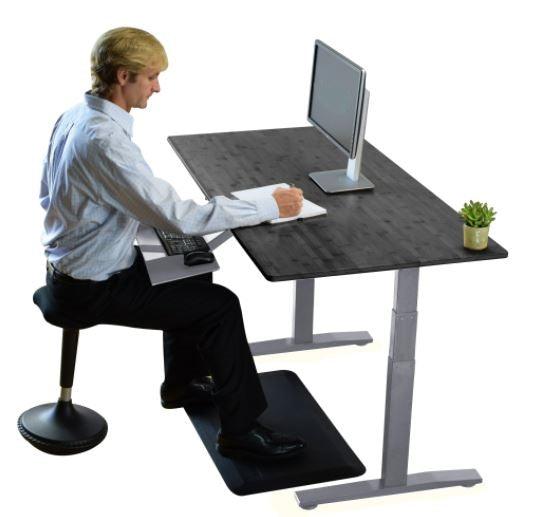 Gray Bamboo Dual Motor Electric Office Adjustable Computer Desk - AFS