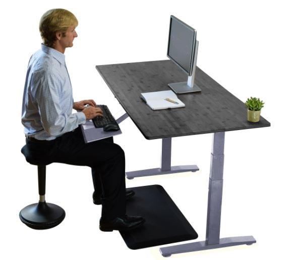 Gray Bamboo Dual Motor Electric Office Adjustable Computer Desk - AFS