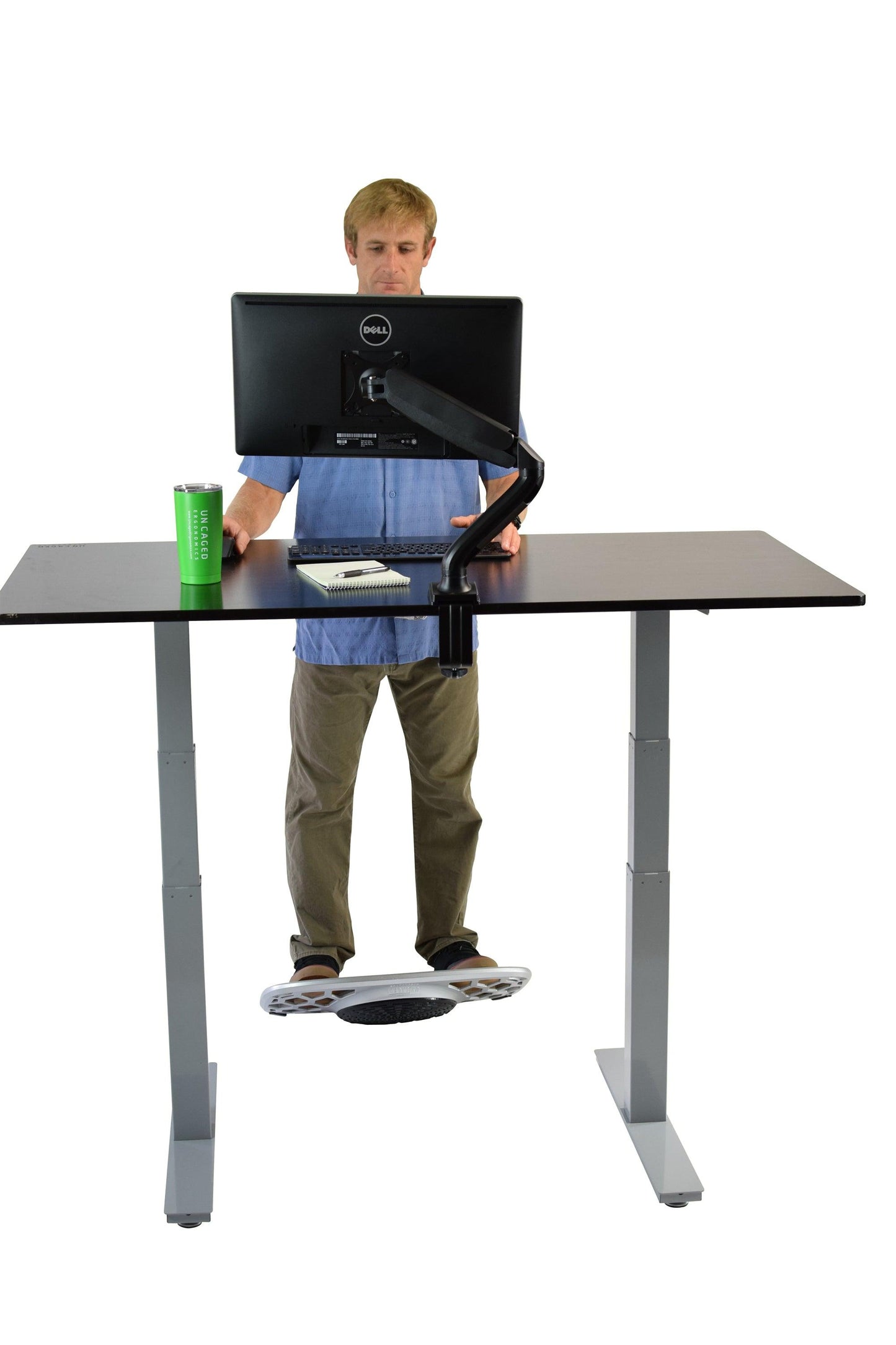 Gray Bamboo Dual Motor Electric Office Adjustable Computer Desk - AFS