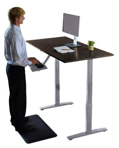 White and Black Bamboo Dual Motor Electric Office Adjustable Computer Desk - AFS