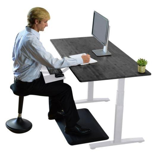 White and Black Bamboo Dual Motor Electric Office Adjustable Computer Desk - AFS