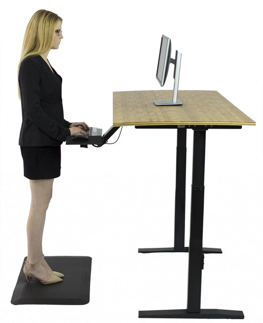 Natural Bamboo Dual Motor Electric Office Adjustable Computer Desk - AFS