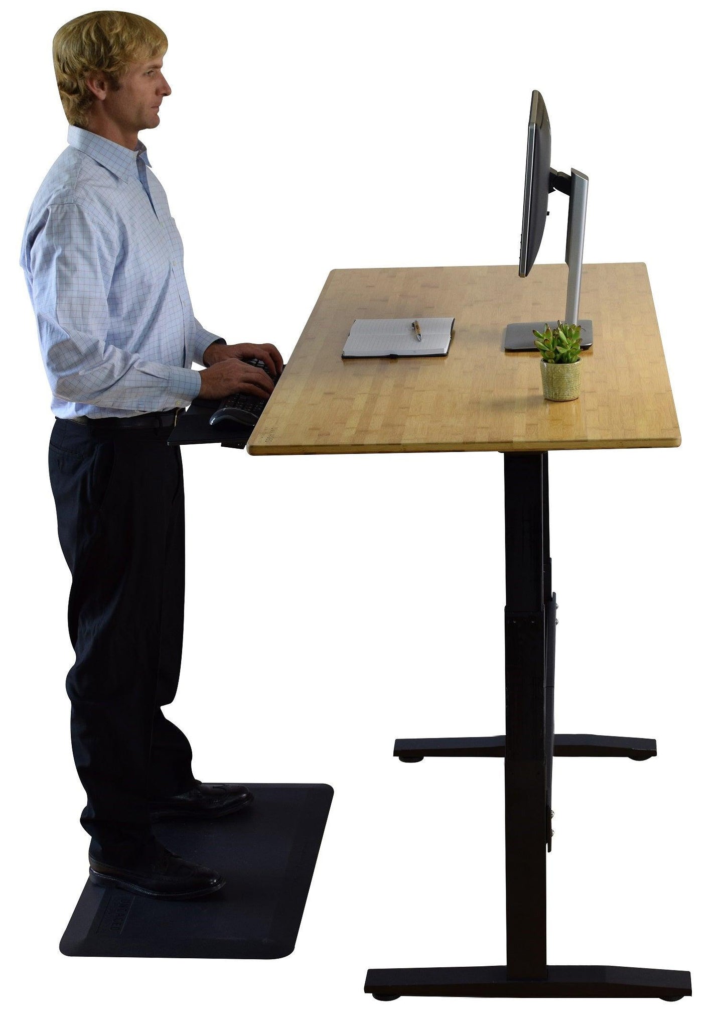 Natural Bamboo Dual Motor Electric Office Adjustable Computer Desk - AFS