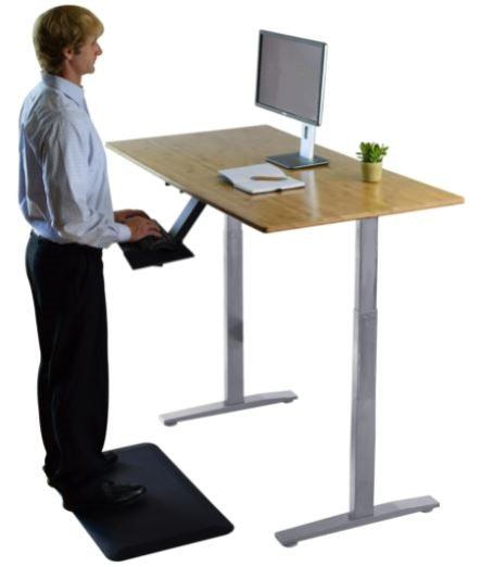 Gray and Natural Bamboo Dual Motor Electric Office Adjustable Computer Desk - AFS