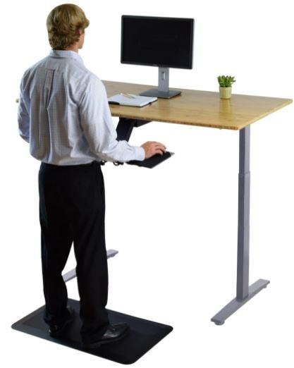 Gray and Natural Bamboo Dual Motor Electric Office Adjustable Computer Desk - AFS