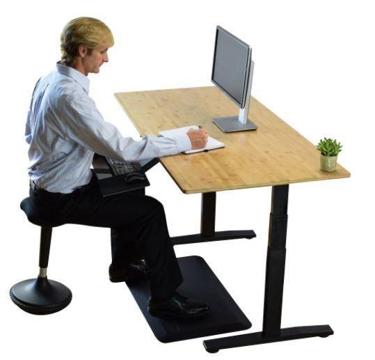 Black and Natural Bamboo 52" Dual Motor Electric Office Adjustable Computer Desk - AFS