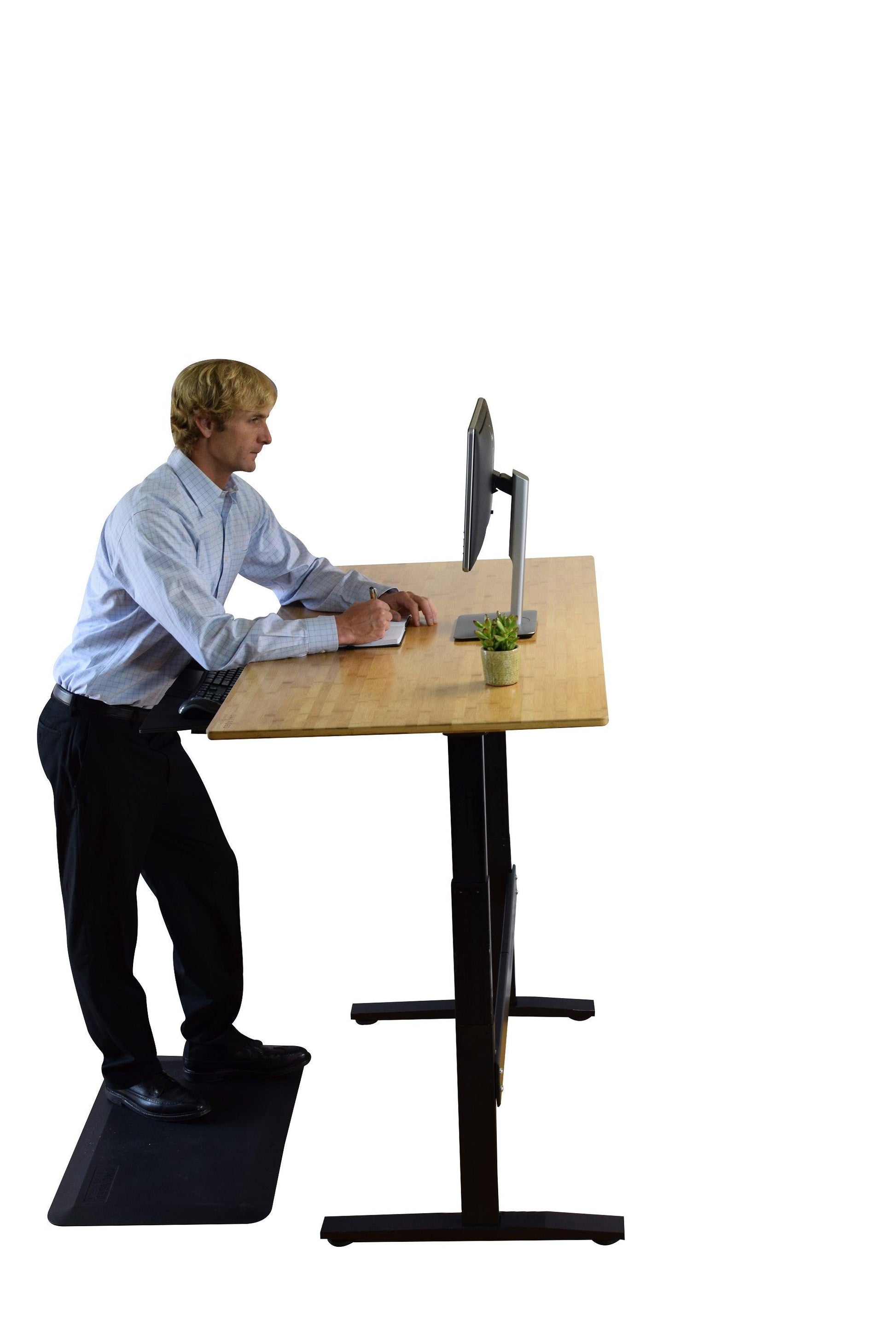 Black and Natural Bamboo 52" Dual Motor Electric Office Adjustable Computer Desk - AFS