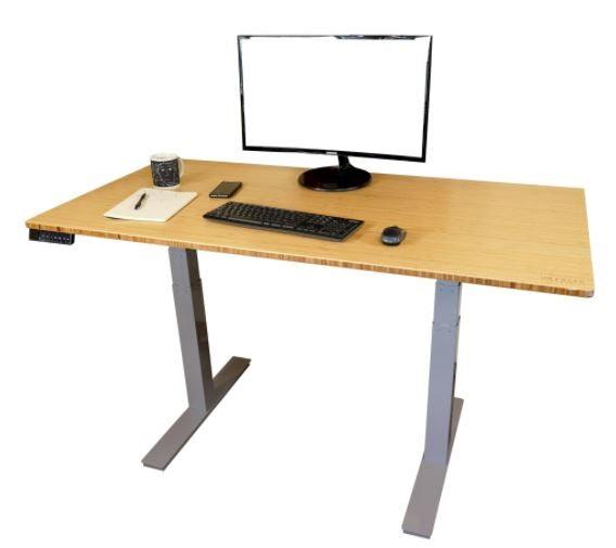 Gray and Natural Bamboo 52" Dual Motor Electric Office Adjustable Computer Desk - AFS