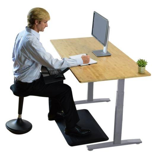 Gray and Natural Bamboo 45" Dual Motor Electric Office Adjustable Computer Desk - AFS