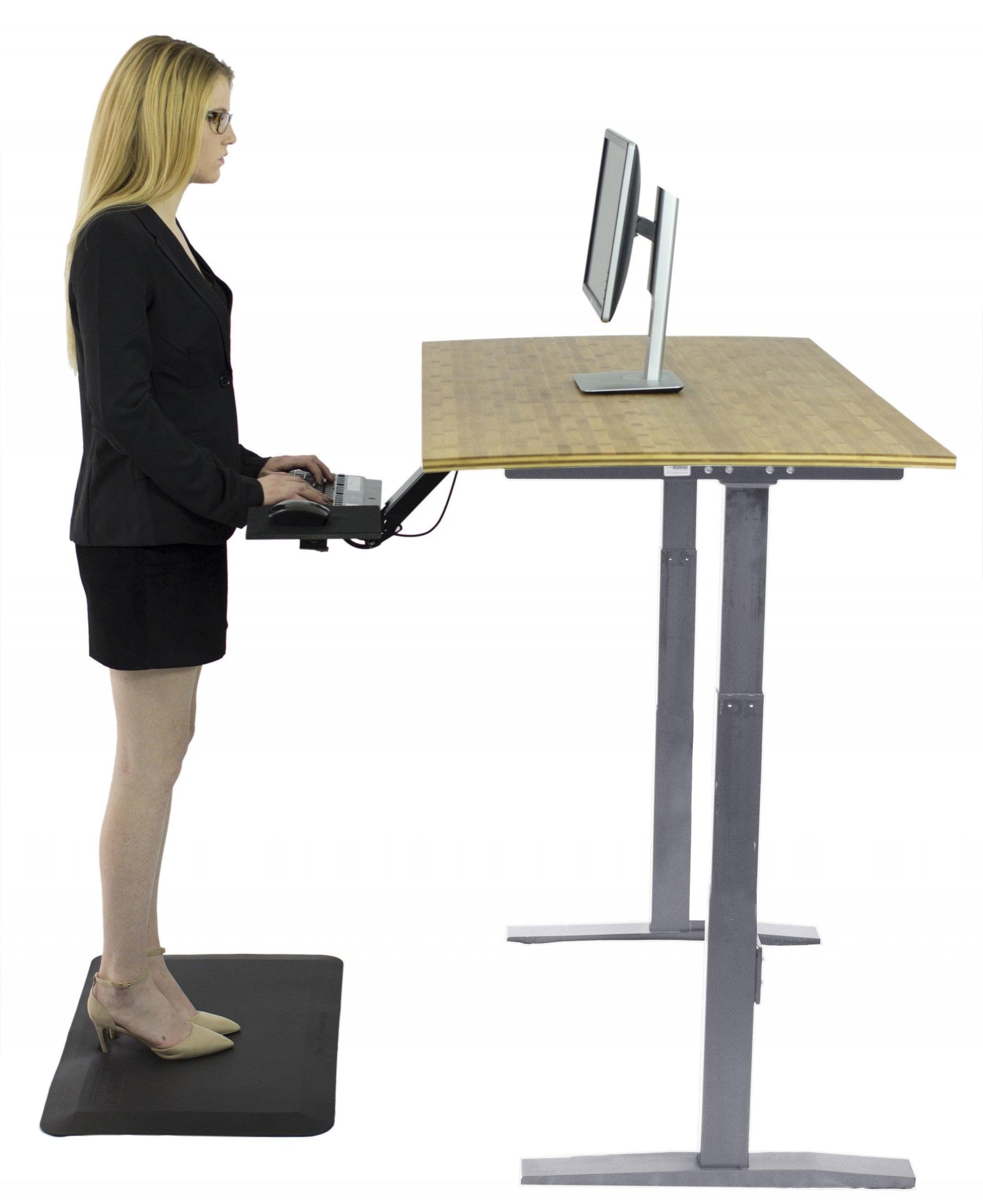 Gray and Natural Bamboo 45" Dual Motor Electric Office Adjustable Computer Desk - AFS