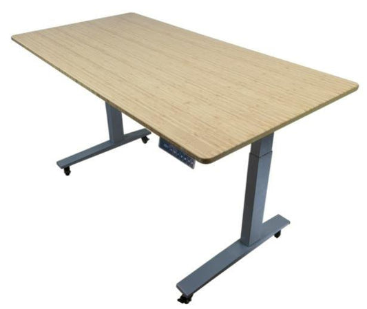 Gray and Natural Bamboo 45" Dual Motor Electric Office Adjustable Computer Desk - AFS