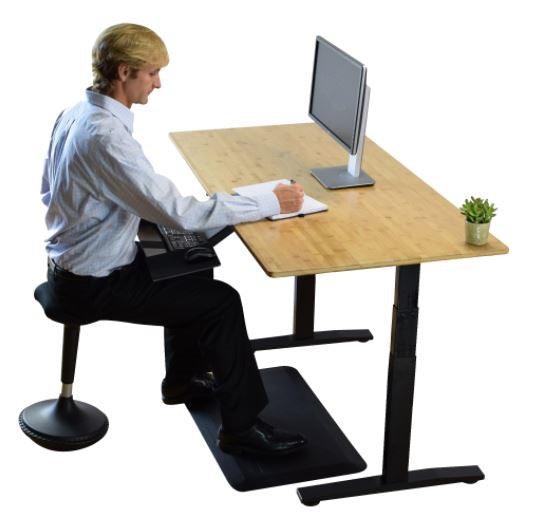 Black and Natural Bamboo 52" Dual Motor Electric Office Adjustable Computer Desk - AFS