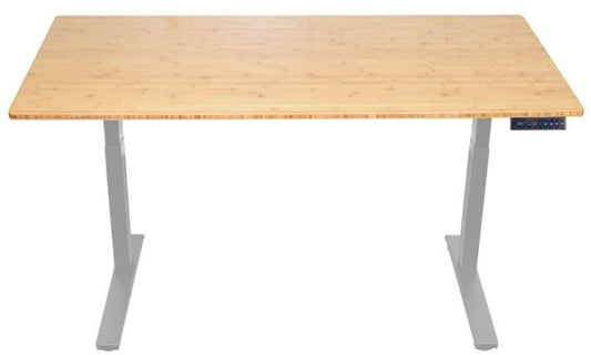 Gray and Natural Bamboo 52" Dual Motor Electric Office Adjustable Computer Desk - AFS