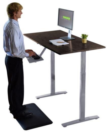 Gray and Black 45" Bamboo Dual Motor Electric Office Adjustable Computer Desk - AFS