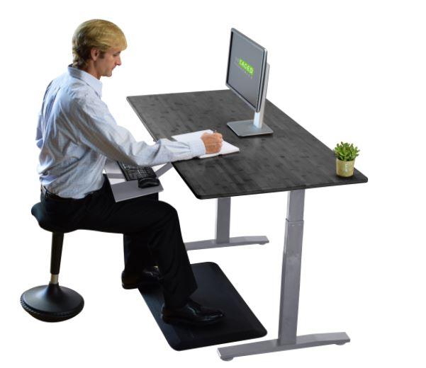 Gray and Black 45" Bamboo Dual Motor Electric Office Adjustable Computer Desk - AFS