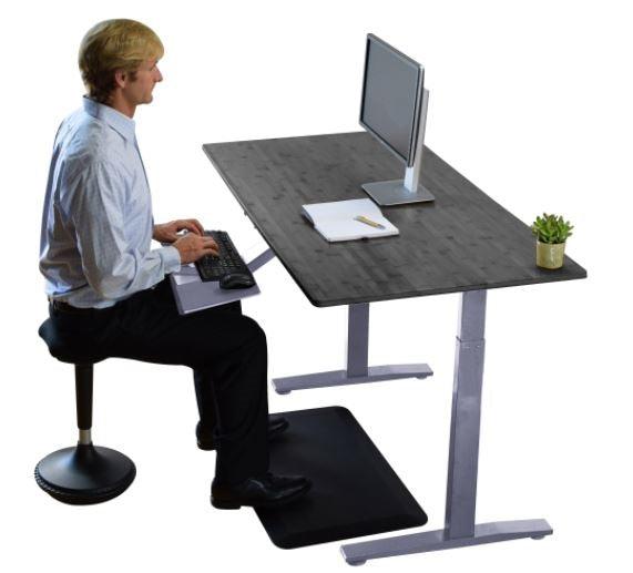 Gray and Black 45" Bamboo Dual Motor Electric Office Adjustable Computer Desk - AFS