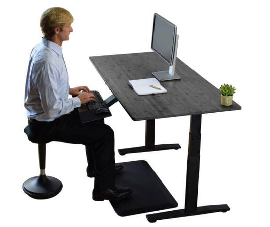 Black on Black 52" Bamboo Dual Motor Electric Office Adjustable Computer Desk - AFS