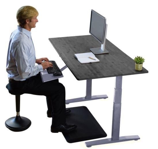 Gray and Black 52" Bamboo Dual Motor Electric Office Adjustable Computer Desk - AFS