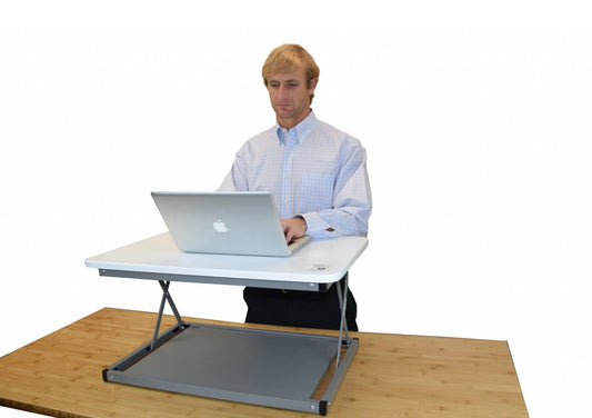 Small Silver Adjustable Standing Desk Converter - AFS