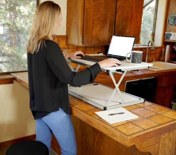 Small Silver Adjustable Standing Desk Converter - AFS