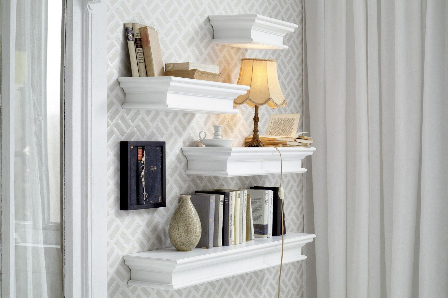 23" Classic White Floating Wall Shelf - AFS