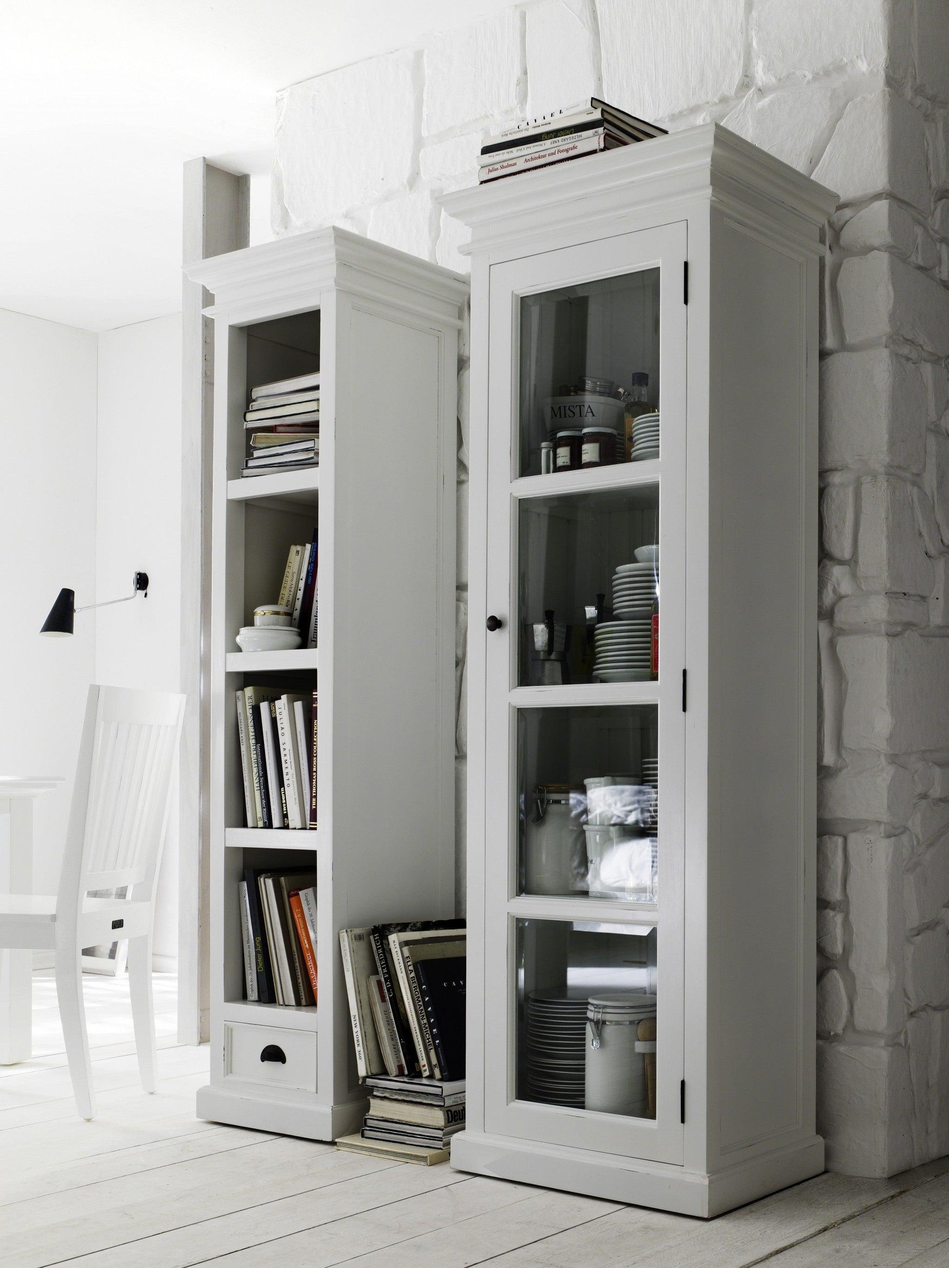 Classic White and Glass Door Storage Cabinet - AFS