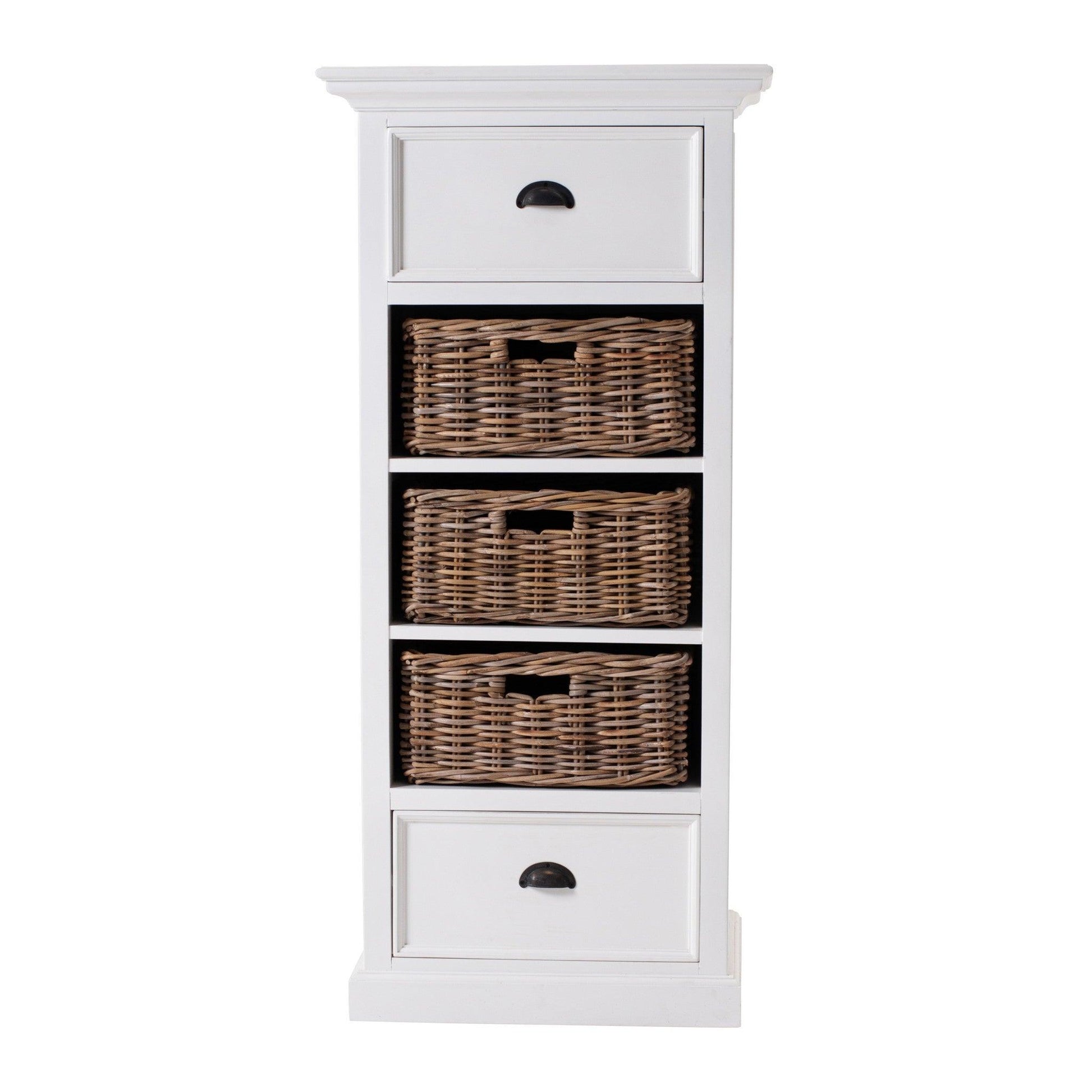 Classic White Storage Cabinet with Basket Set - AFS