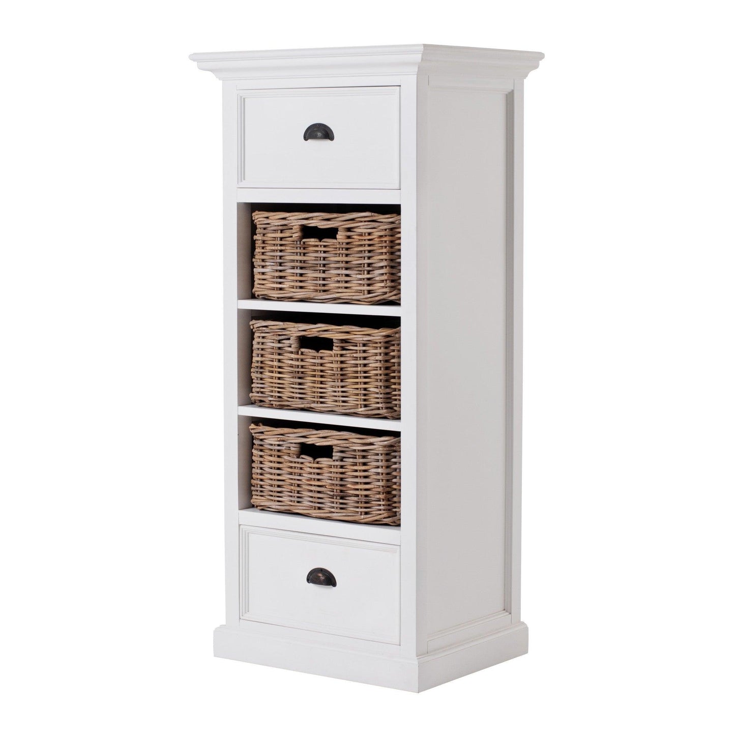 Classic White Storage Cabinet with Basket Set - AFS