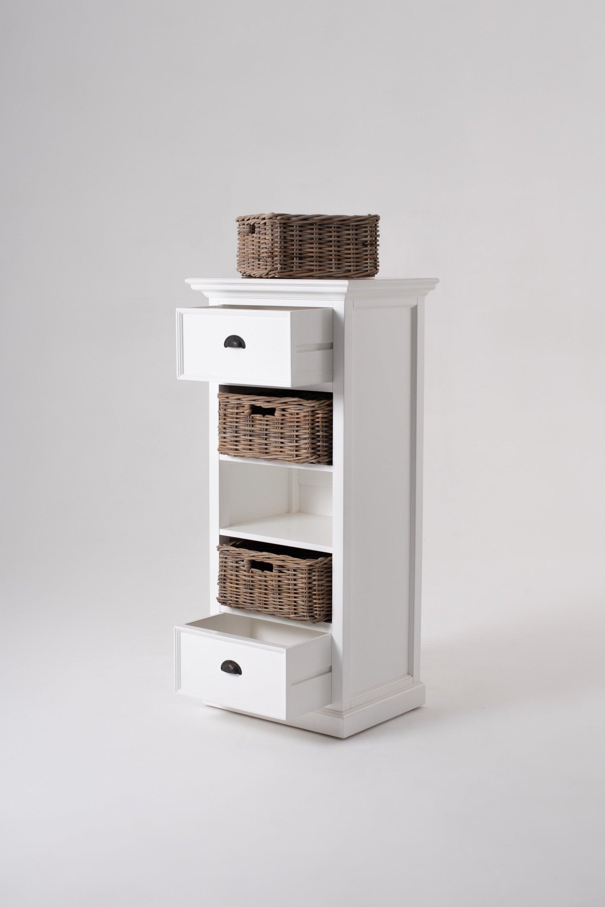 Classic White Storage Cabinet with Basket Set - AFS