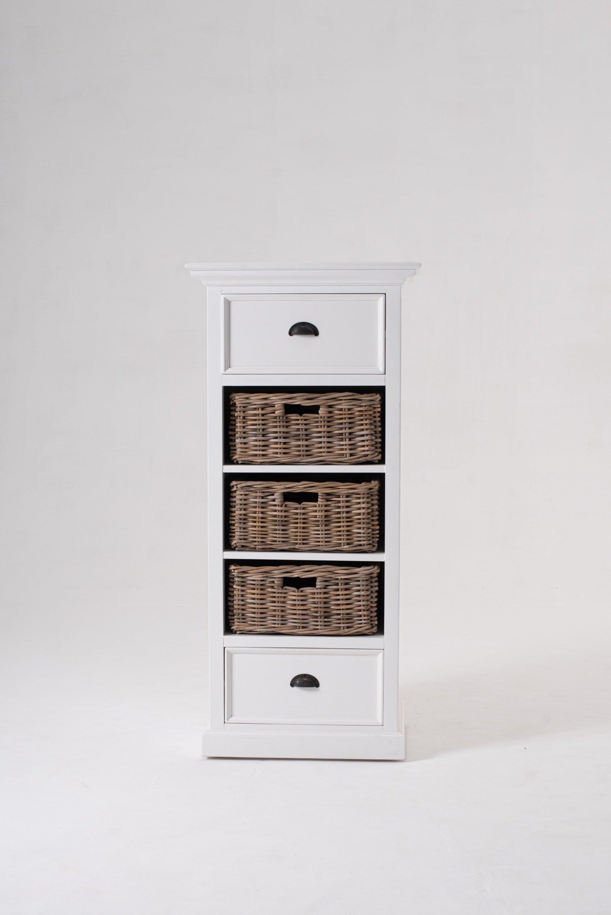 Classic White Storage Cabinet with Basket Set - AFS