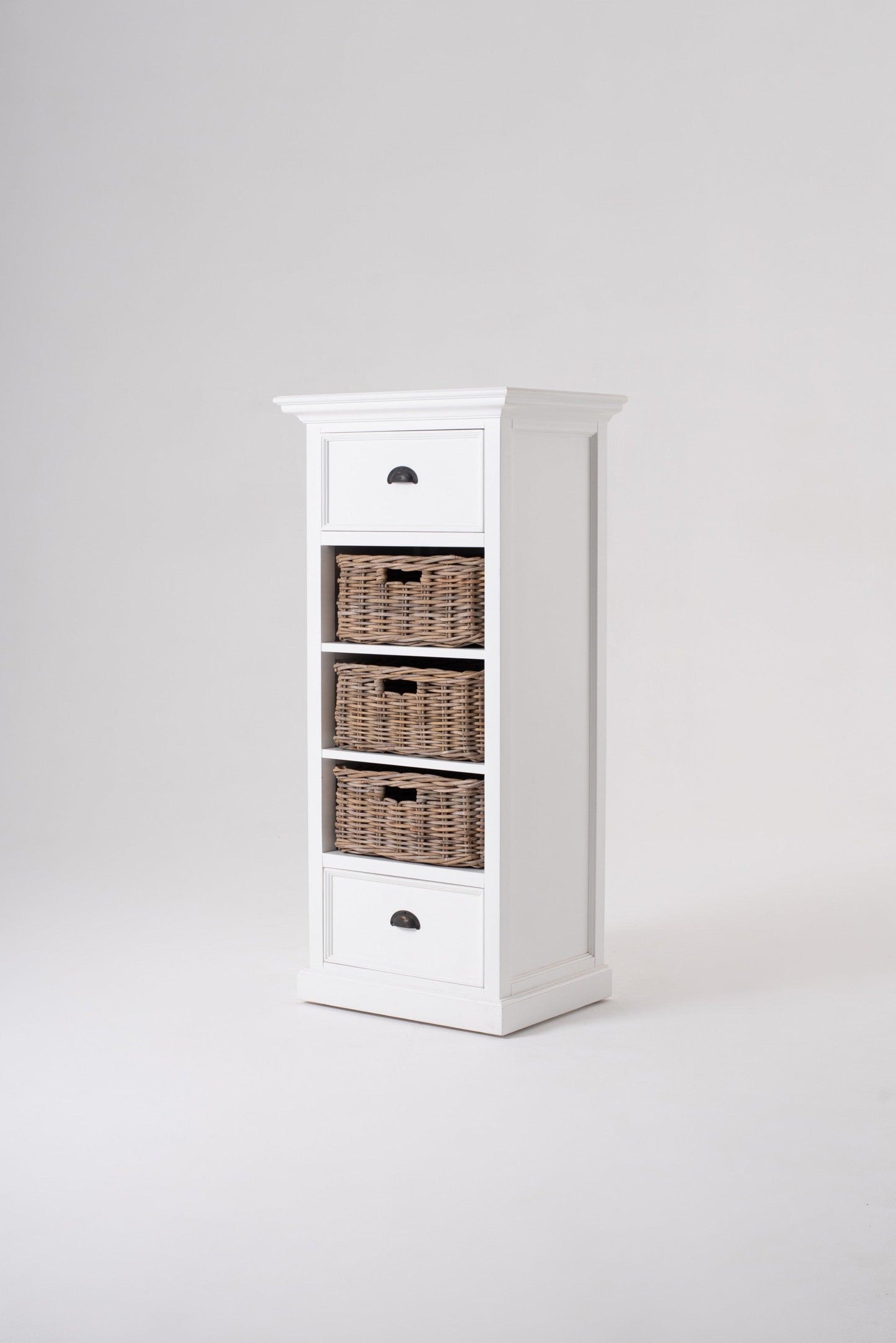 Classic White Storage Cabinet with Basket Set - AFS