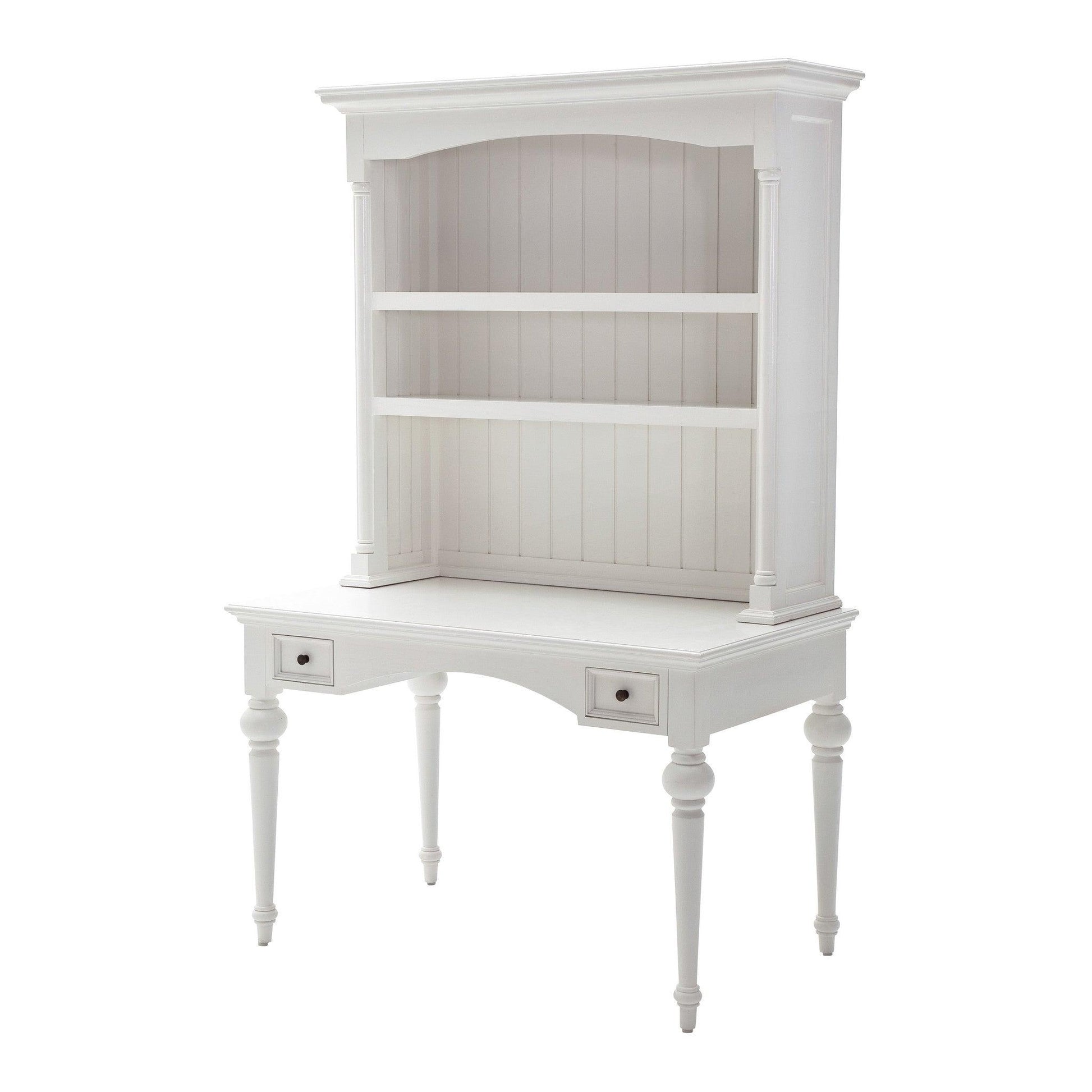 Antiqued White Provencial Writing or Computer Desk with Hutch - AFS