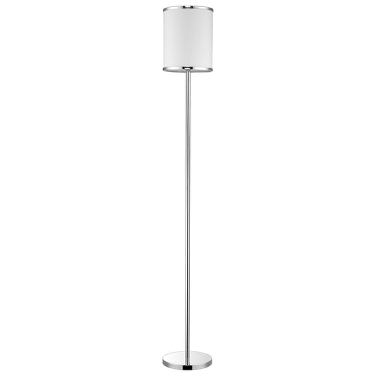 Lux II 1-Light Polished Chrome Floor Lamp With Metal Trimmed Off White Shantung Shade - AFS