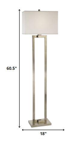 Riley 1-Light Brushed Nickel Floor Lamp With Off White Shantung Shade - AFS