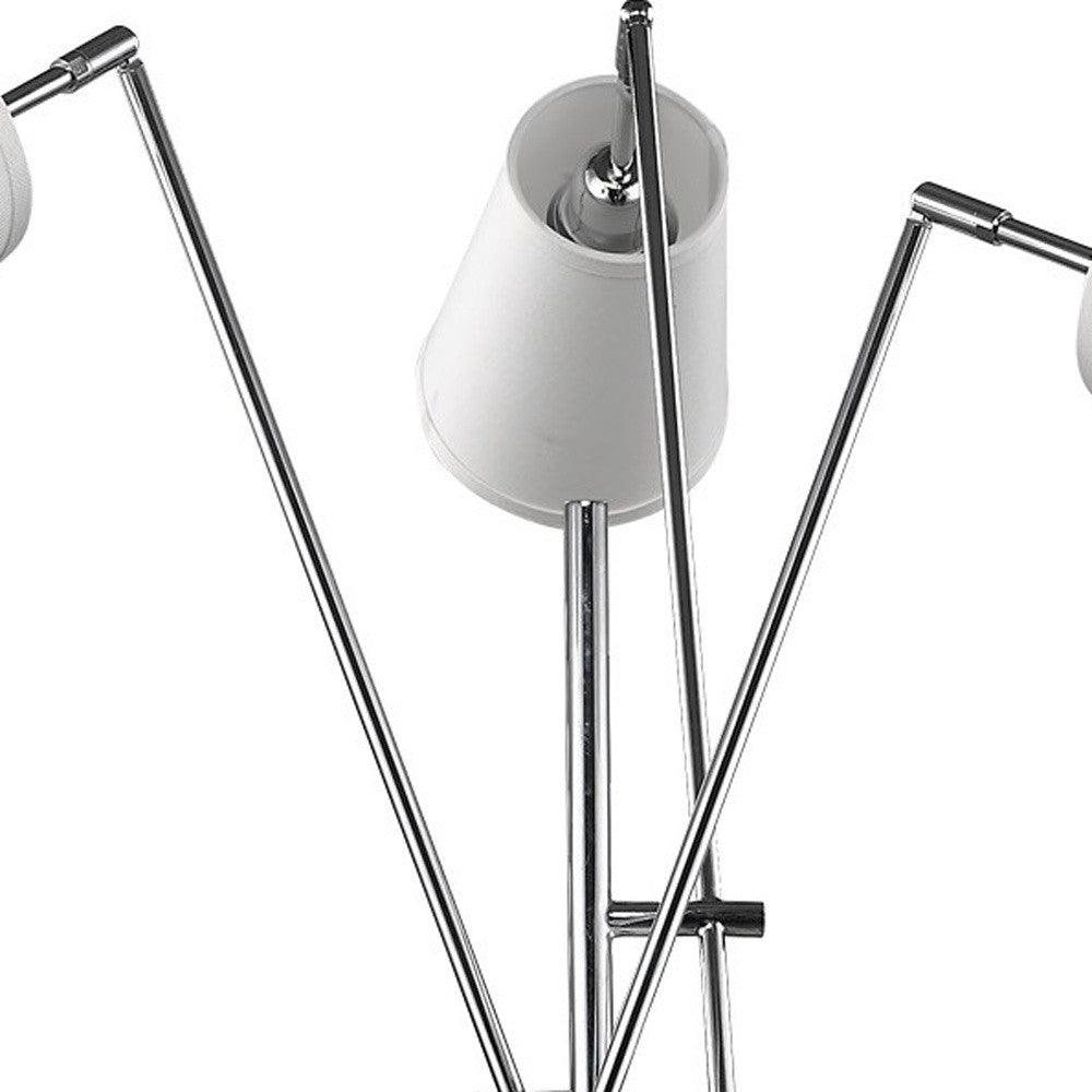 Cerberus 3-Light Polished Chrome Adjustable Arm Floor Lamp With Coarse Cream Linen Shades - AFS