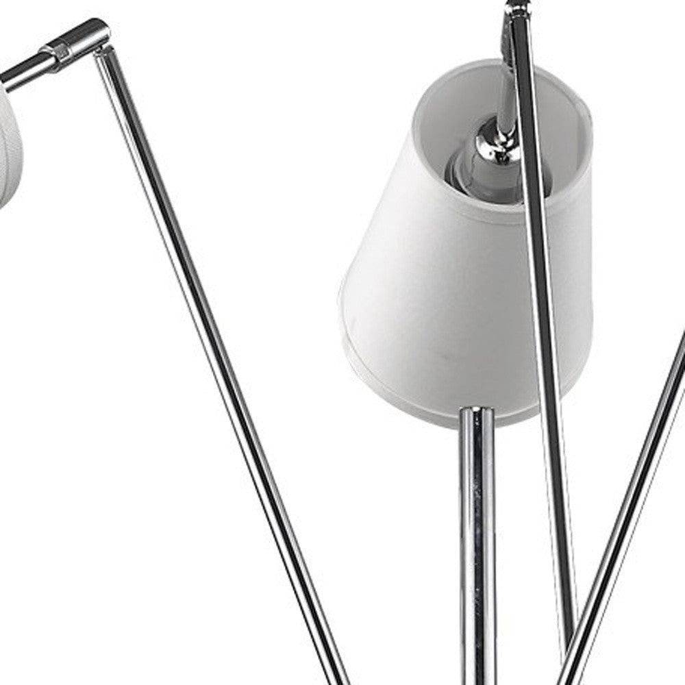 Cerberus 3-Light Polished Chrome Adjustable Arm Floor Lamp With Coarse Cream Linen Shades - AFS