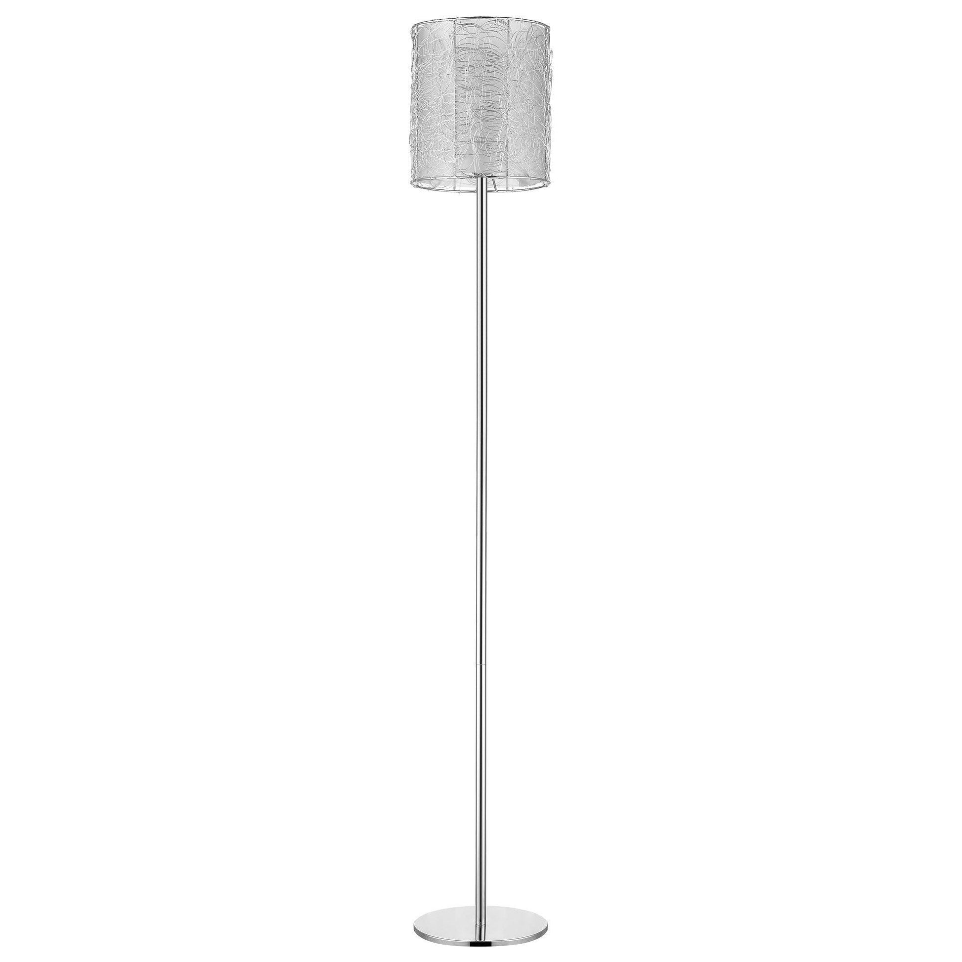 Distratto 1-Light Polished Chrome Floor Lamp With Enmeshed Aluminum Wire Shade - AFS