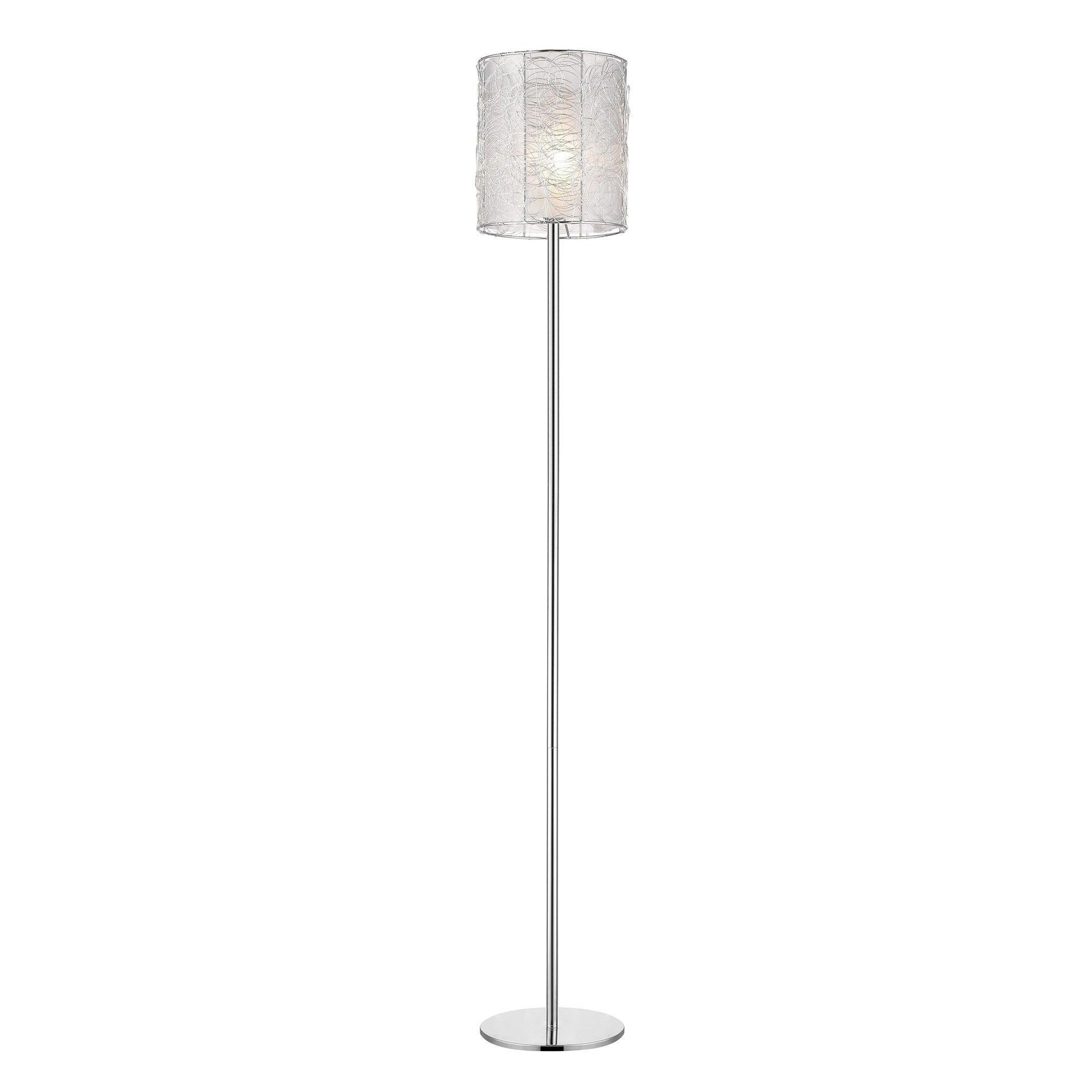 Distratto 1-Light Polished Chrome Floor Lamp With Enmeshed Aluminum Wire Shade - AFS