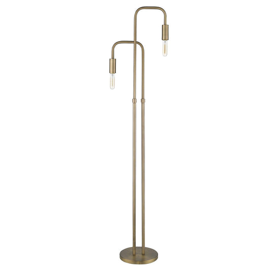 Perret 2-Light Aged Brass Floor Lamp - AFS