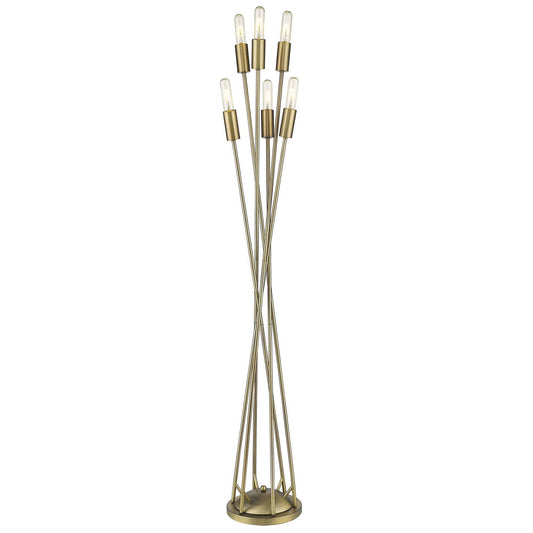 Perret 6-Light Aged Brass Floor Lamp - AFS