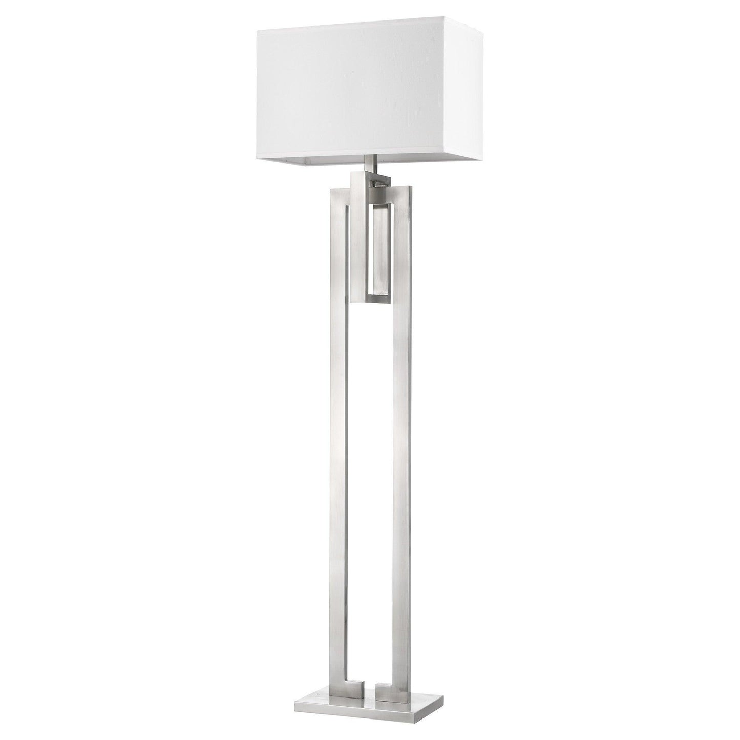 Precision 1-Light Brushed Nickel Floor Lamp With Ivory Shantung Shade - AFS