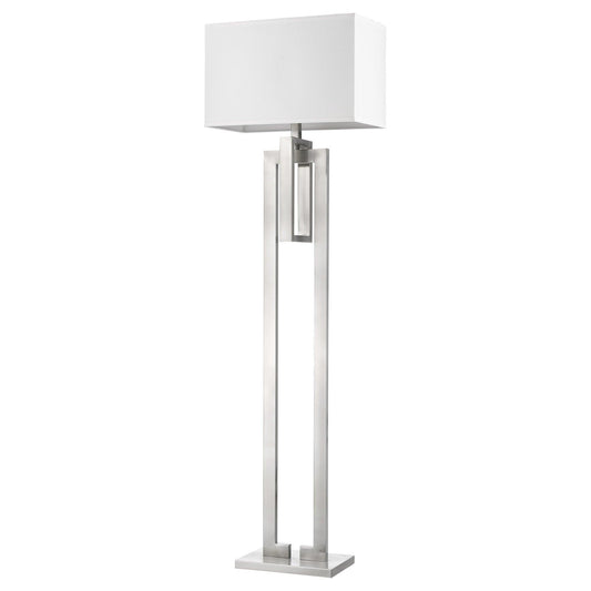 Precision 1-Light Brushed Nickel Floor Lamp With Ivory Shantung Shade - AFS