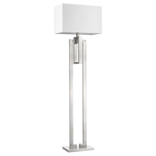 Precision 1-Light Brushed Nickel Floor Lamp With Ivory Shantung Shade - AFS