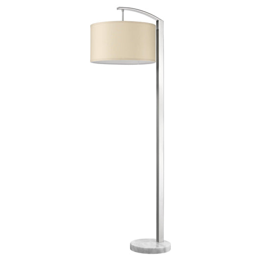 Station 1-Light Brushed Nickel Floor Lamp With Coarse Ivory Linen Shade - AFS