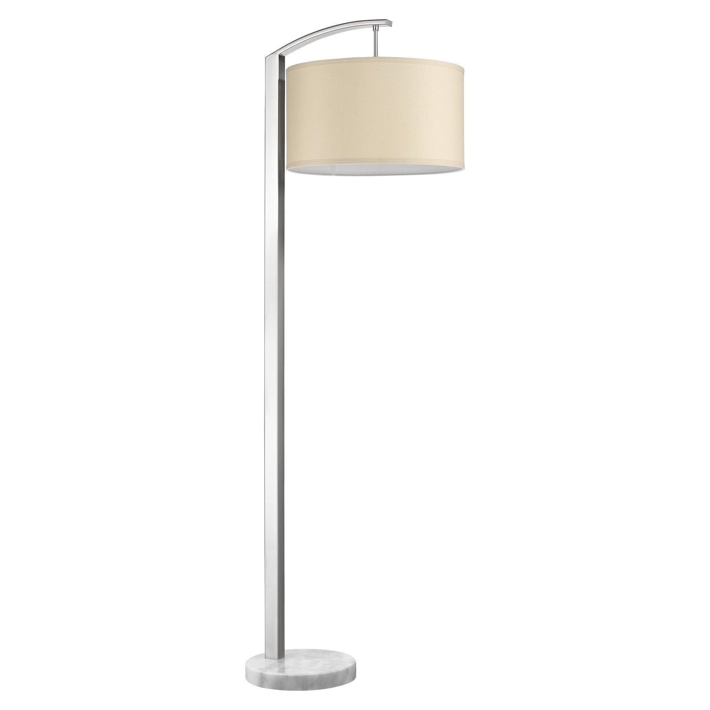 Station 1-Light Brushed Nickel Floor Lamp With Coarse Ivory Linen Shade - AFS