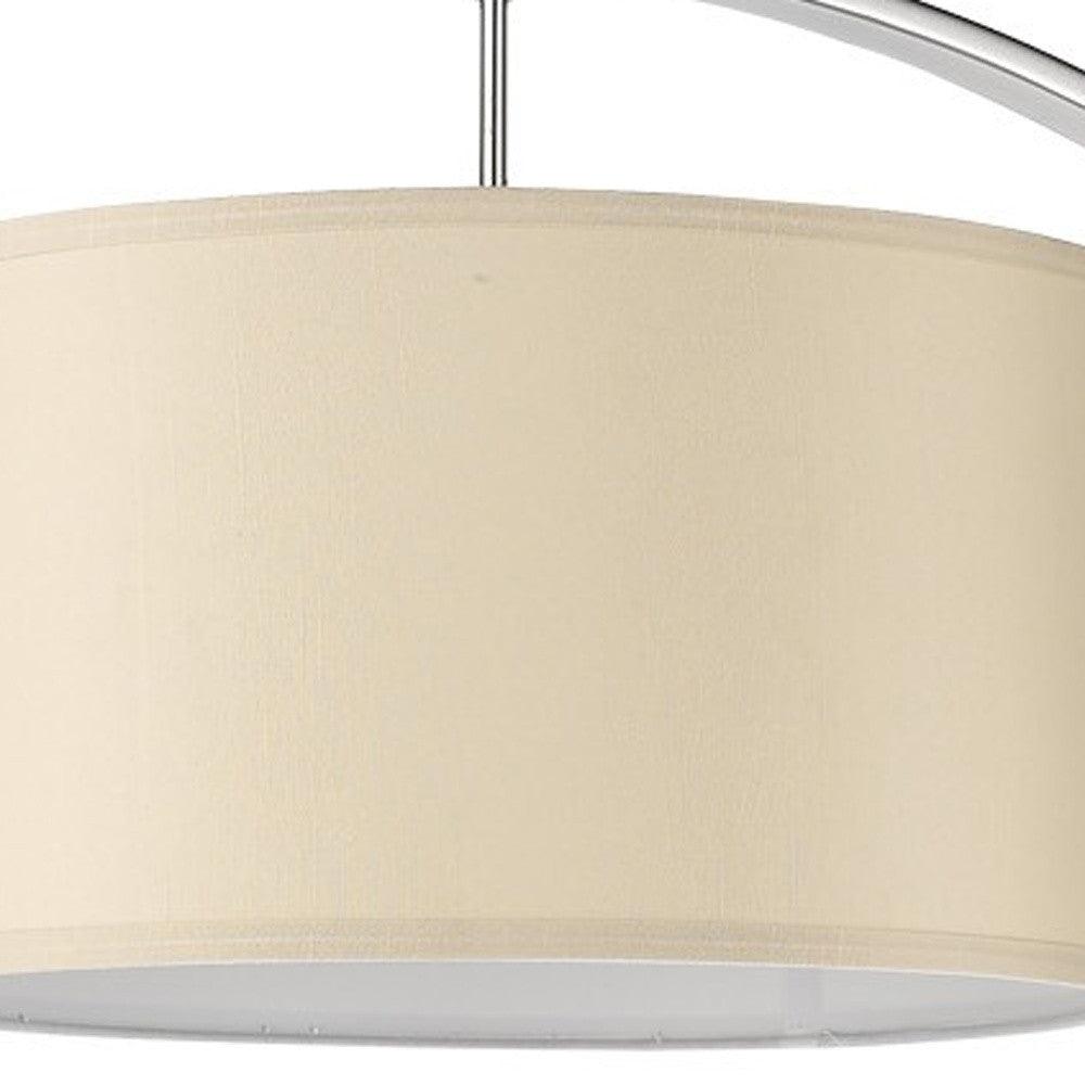 Station 1-Light Brushed Nickel Floor Lamp With Coarse Ivory Linen Shade - AFS