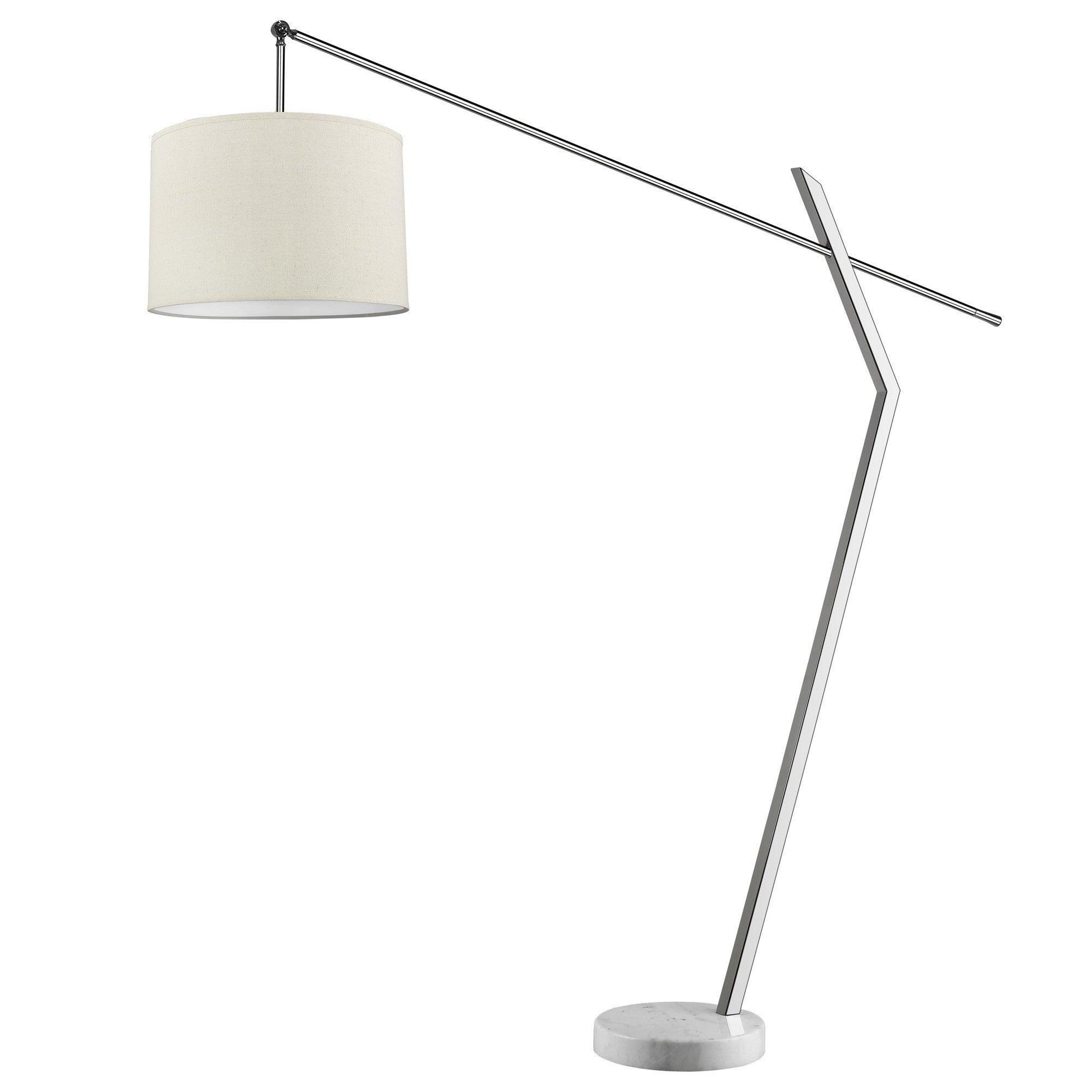 Chelsea 2-Light Polished Chrome Arc Floor Lamp With Latte Linen Shade - AFS