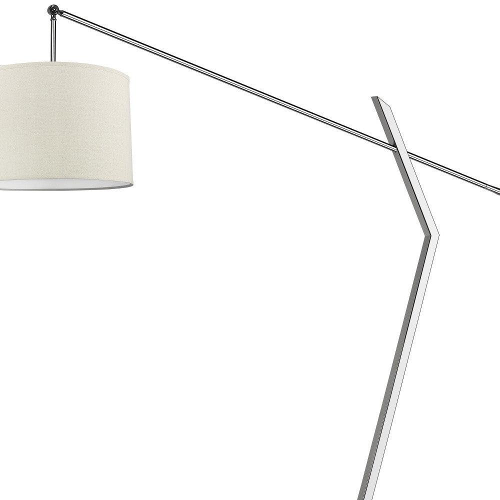 Chelsea 2-Light Polished Chrome Arc Floor Lamp With Latte Linen Shade - AFS