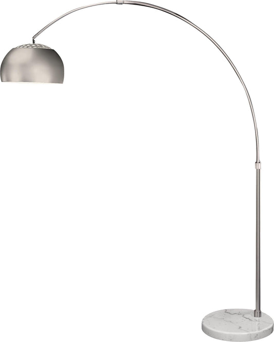 Mid 1-Light Brushed Nickel Adjustable Arc Floor Lamp With Metal Shade (94") - AFS