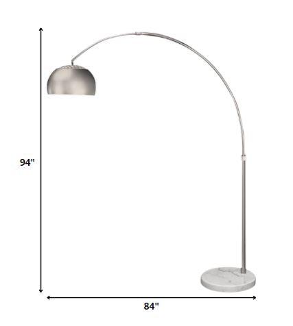 Mid 1-Light Brushed Nickel Adjustable Arc Floor Lamp With Metal Shade (94") - AFS